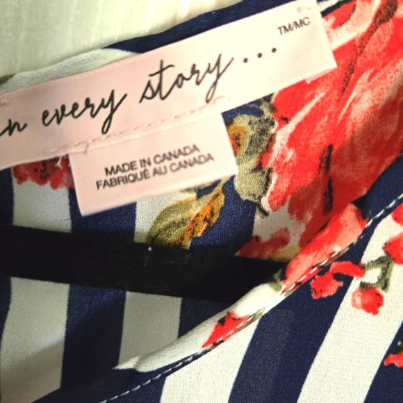 Penningtons Plus Size Floral Striped Sleeveless Top With Tie Bottom - Size 1x - Picture 4 of 9